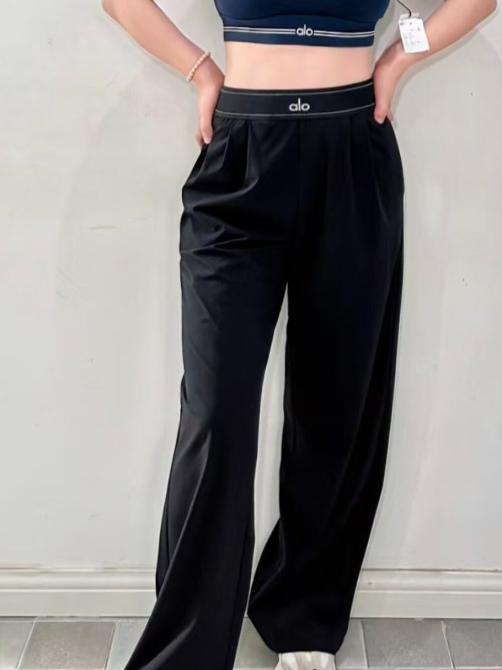 ALO Yoga Suit Up Trouser Black Wide Leg Pants ,NWT,30" Inseam,Bestseller🤗🛍